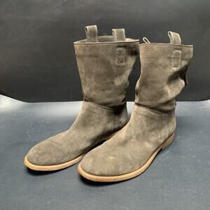 Alberto Fermani Womens Umbria 37.5 Gray Suede Leather Slouch Boots Made In Italy